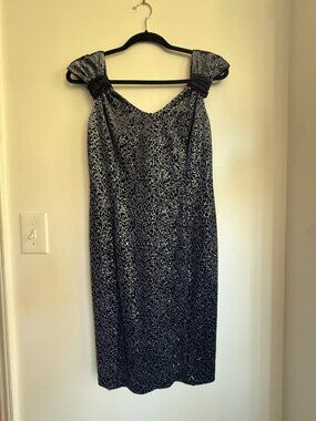 Armani Blue Sequin Dress Sz 8 Designer Glamour Cocktail Evening